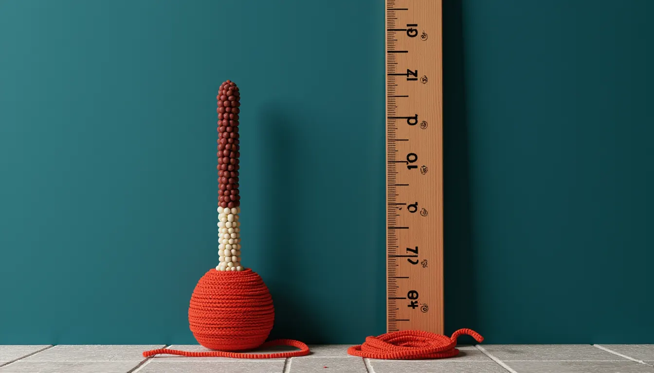 Two tall wooden measuring rods standing upright side by side against a wall.